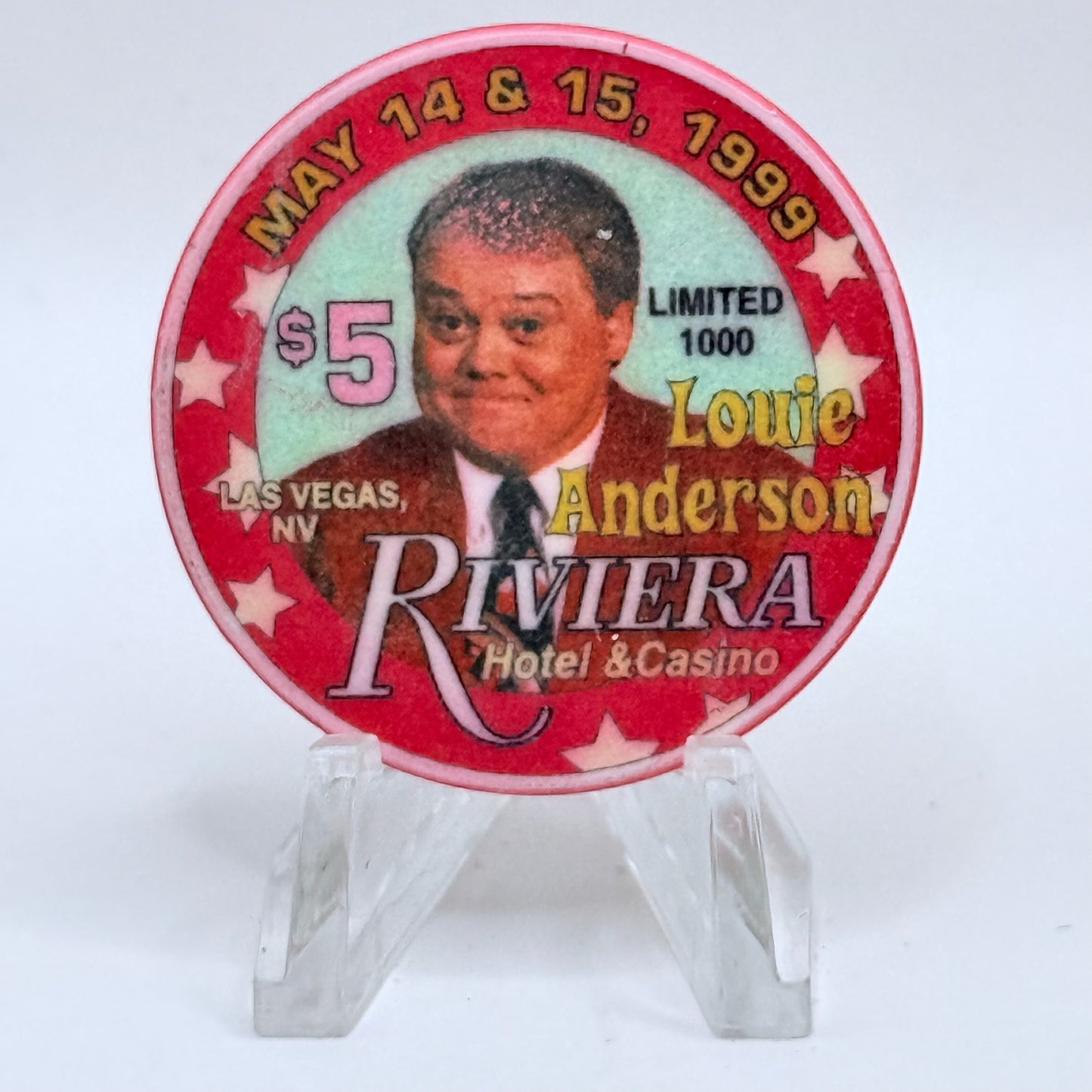 Riviera Las Vegas Nevada 1999 'Louie Anderson' LE $5 Casino Chip V3121