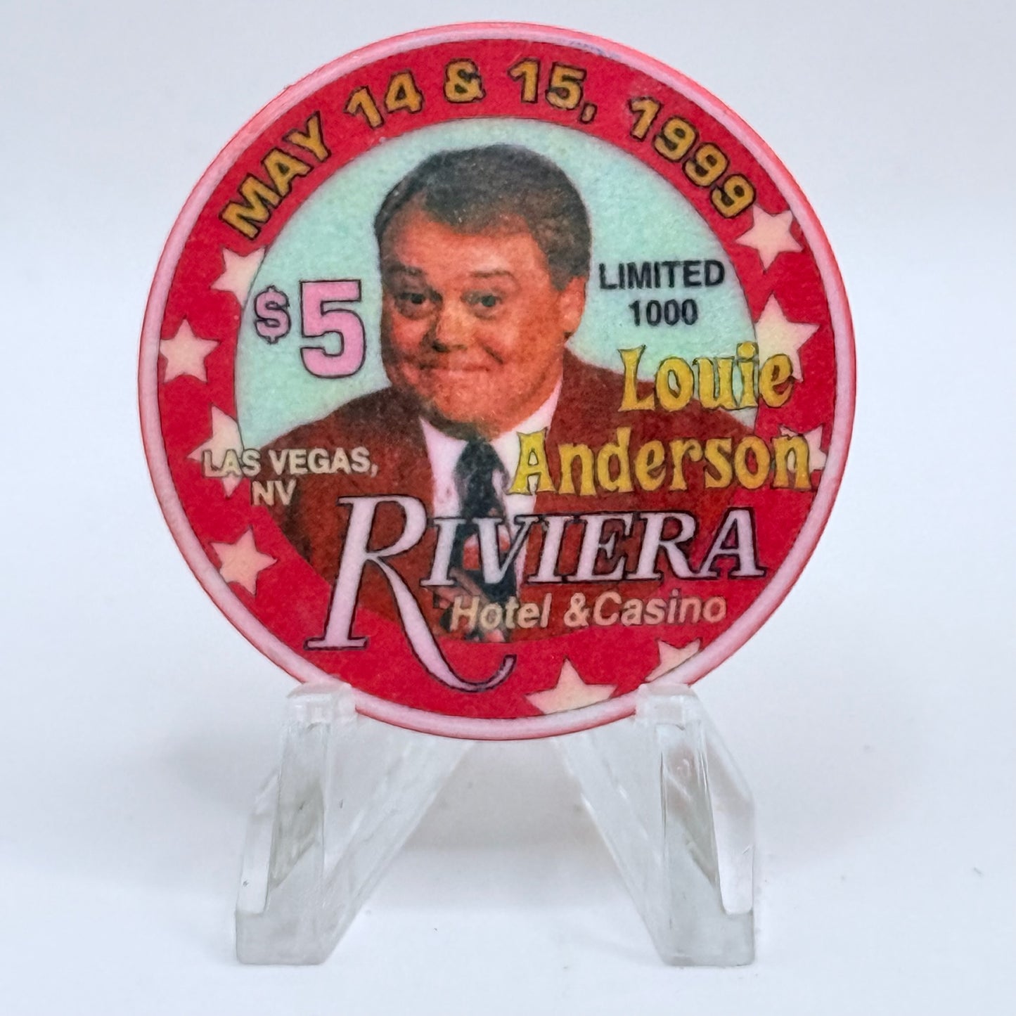 Riviera Las Vegas Nevada 1999 'Louie Anderson' LE $5 Casino Chip V3121