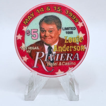 Riviera Las Vegas Nevada 1999 'Louie Anderson' LE $5 Casino Chip V3121