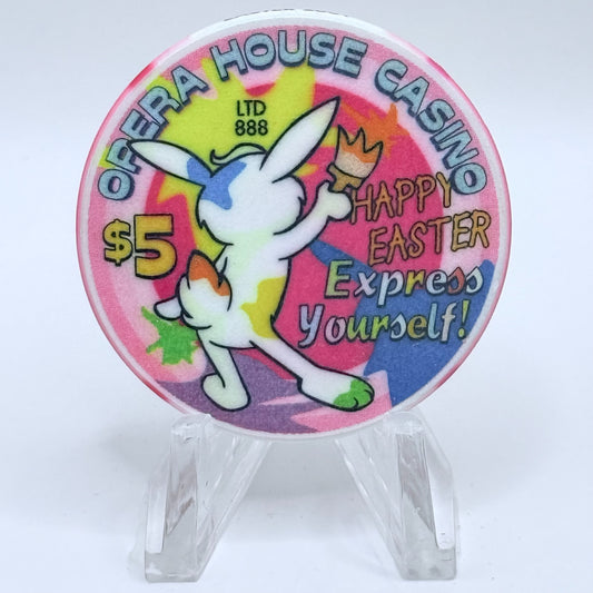 Opera House Casino N. Las Vegas Nevada 2001 'Happy Easter' LE $5 Casino Chip V6487