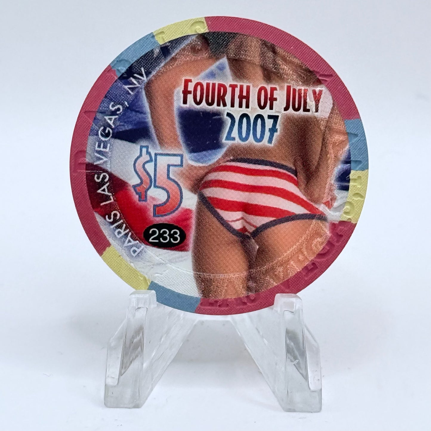Paris Las Vegas Nevada 2007 'July 4th' LE $5 Casino Chip E6334