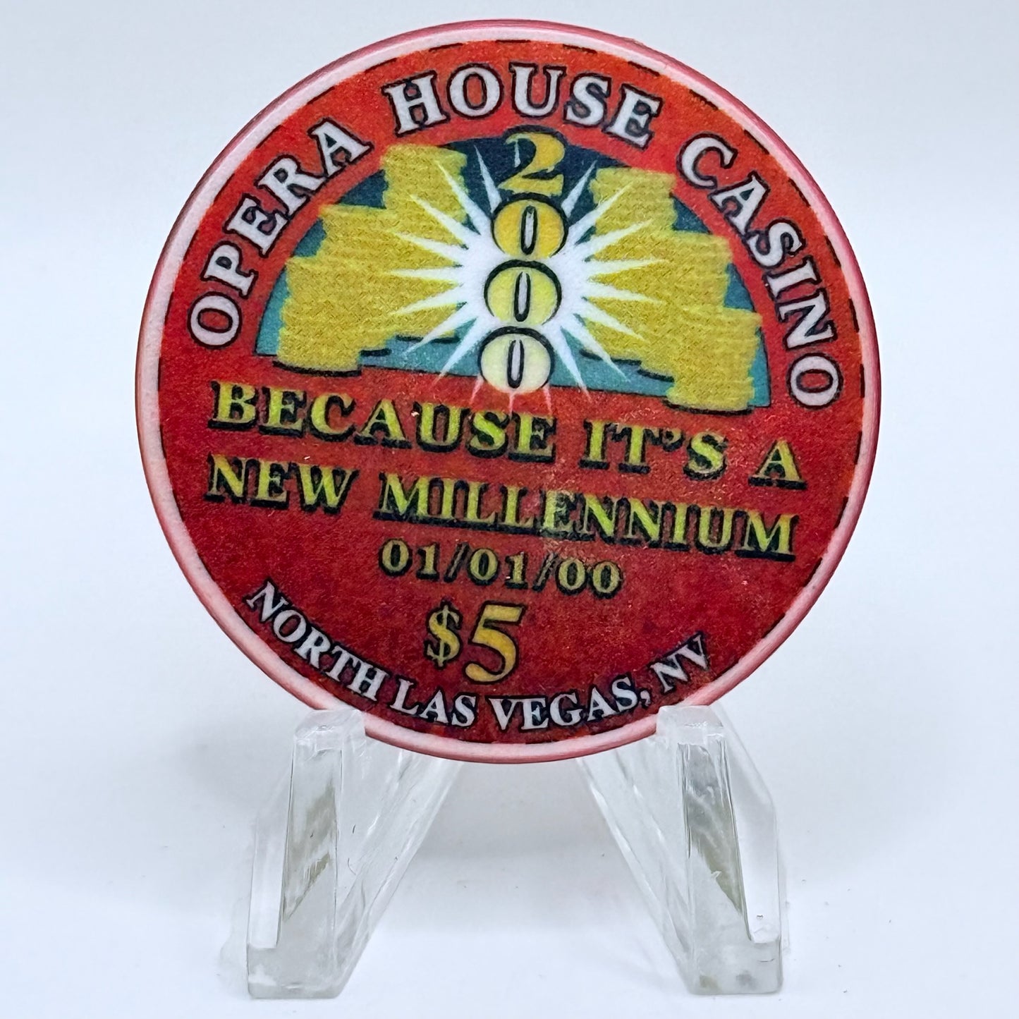 Opera House Casino N. Las Vegas Nevada 1999 'Y2WIN, Because it's a New Millennium' LE $5 Casino Chip V5150