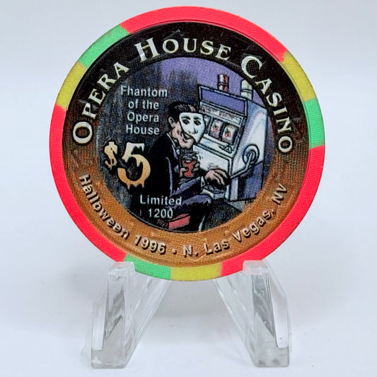 Opera House Casino N. Las Vegas Nevada 1996 'Halloween - Phantom of the Opera' LE $5 Casino Chip N8903