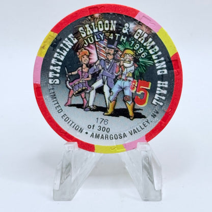 Stateline Saloon Amargosa Valley Nevada 1996 'July 4th' LE $5 Casino Chip N9161