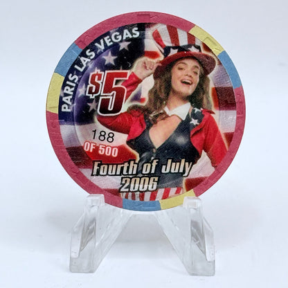Paris Las Vegas Nevada 2006 'July 4th' LE $5 Casino Chip E6268