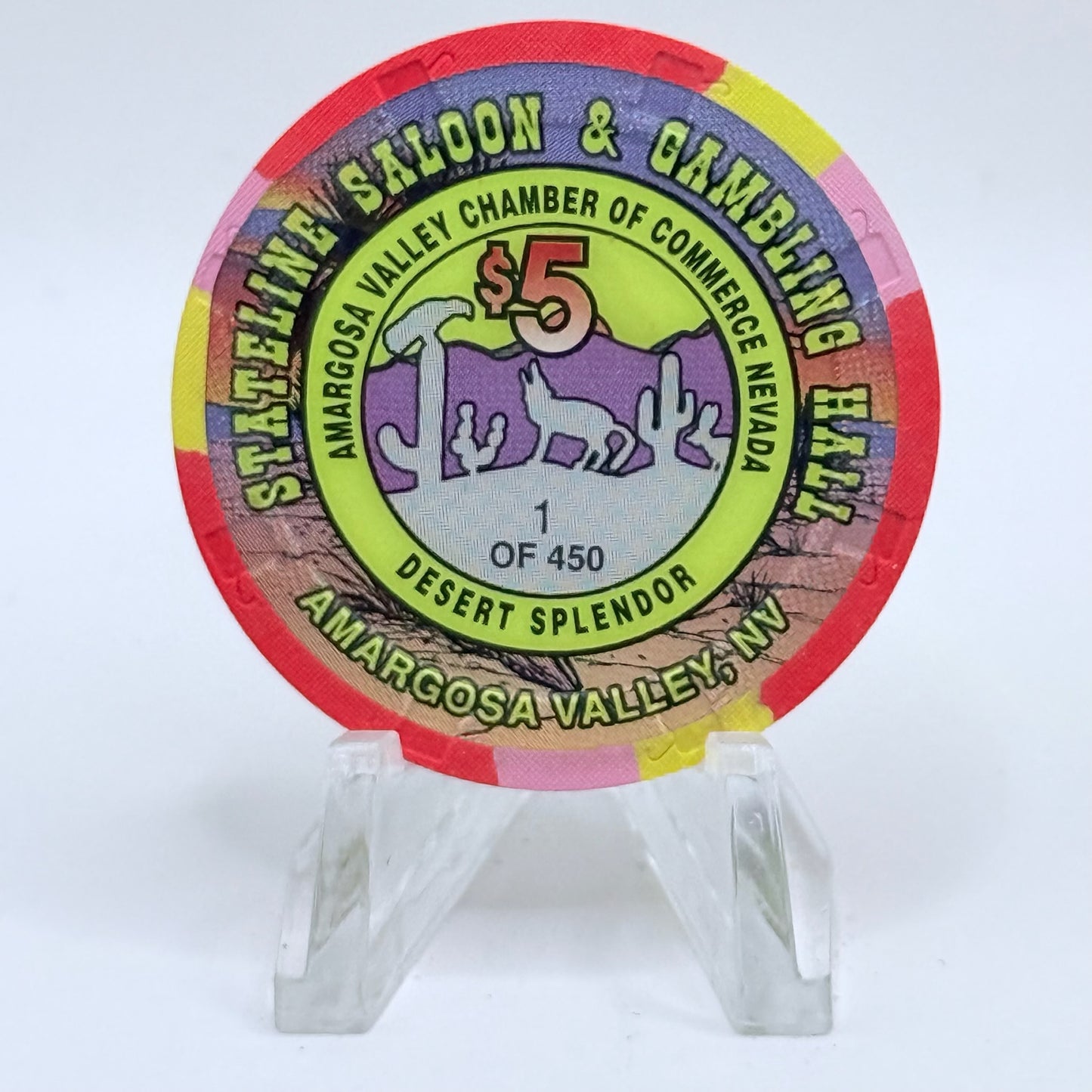 Stateline Saloon Amargosa Valley Nevada 1997 'Desert Splendor' LE $5 Casino Chip V1593