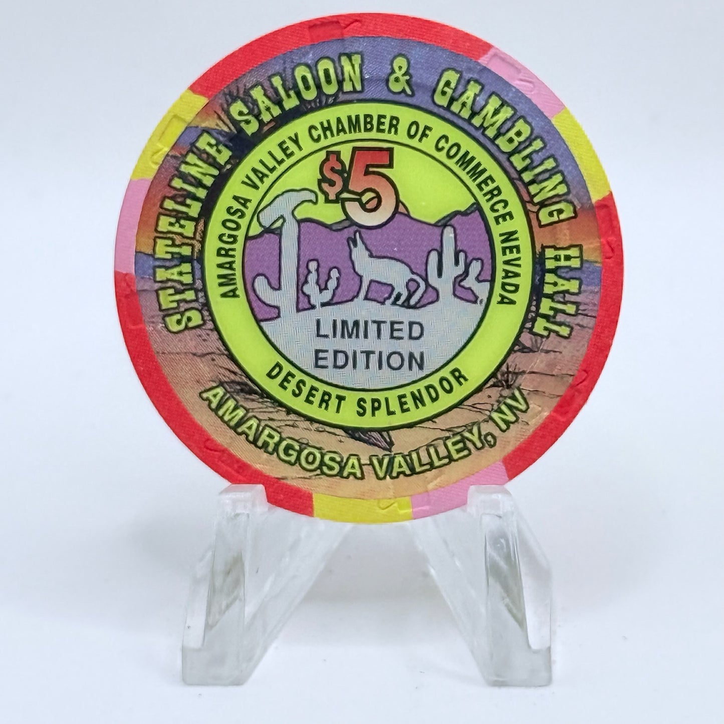 Stateline Saloon Amargosa Valley Nevada 1997 'Desert Splendor' LE $5 Casino Chip V1593