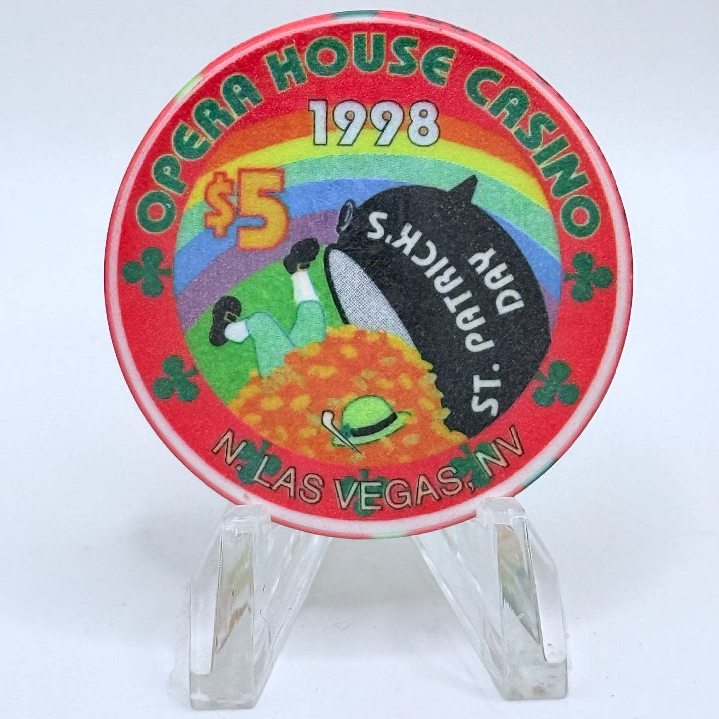 Opera House Casino N. Las Vegas Nevada 1998 'St. Patrick's Day' LE $5 Casino Chip V1250