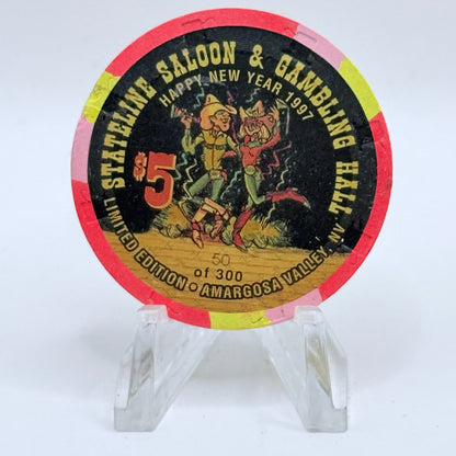 Stateline Saloon Amargosa Valley Nevada 1997 'Happy New Year' LE $5 Casino Chip N9179