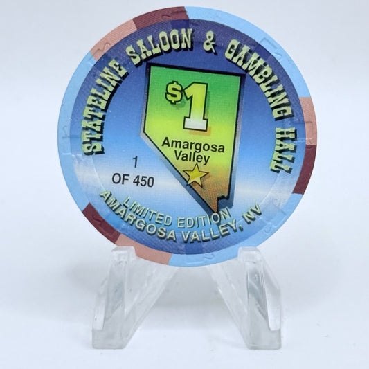 Stateline Saloon Amargosa Valley Nevada 1997 LE $1 Casino Chip V1589