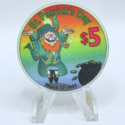 Opera House Casino N. Las Vegas Nevada 1997 'St. Patrick's Day' LE $5 Casino Chip N8898