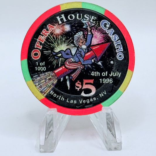 Opera House Casino N. Las Vegas Nevada 1996 'Fourth of July' LE $5 Casino Chip N8902