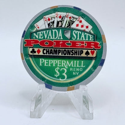 Peppermill Reno Nevada 2008 $3 Casino Chip E8590