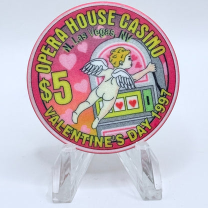 Opera House Casino N. Las Vegas Nevada 1997 'Valentine's Day' LE $5 Casino Chip N8899