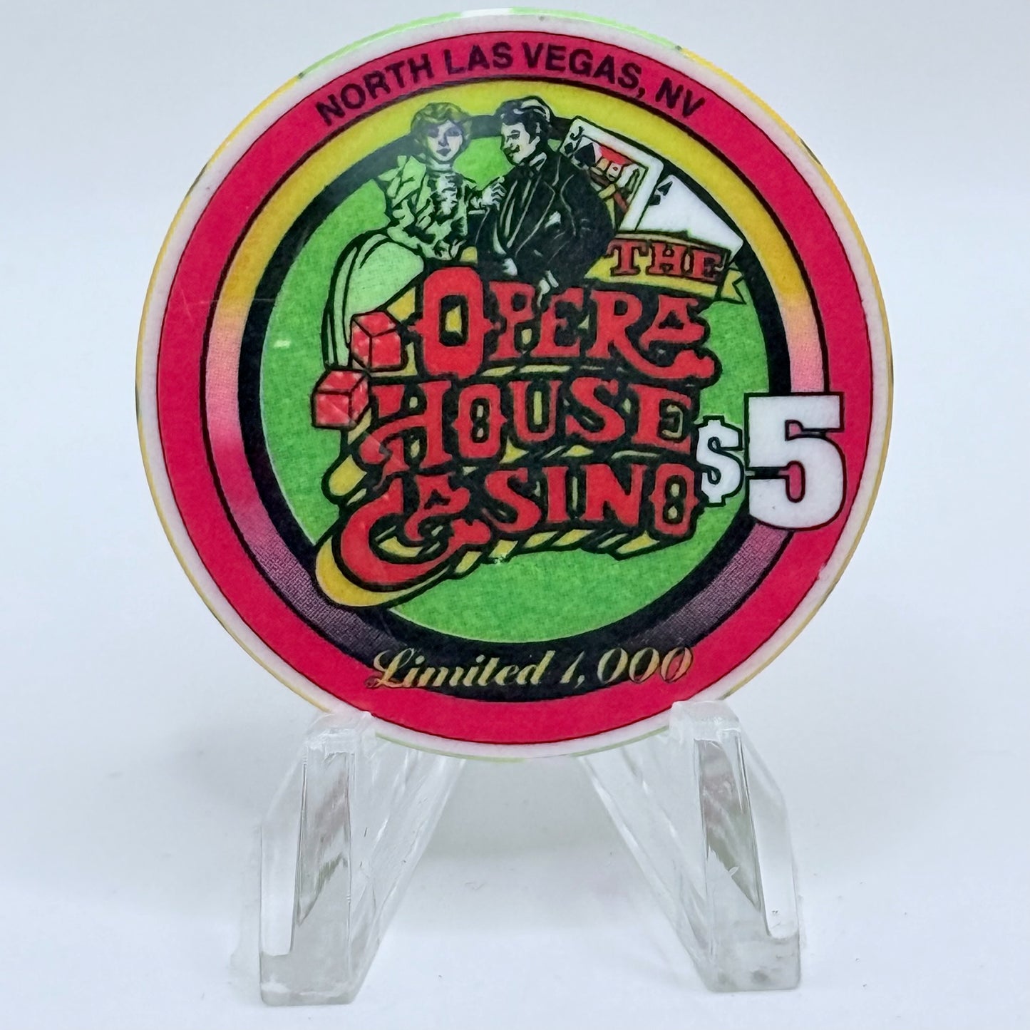 Opera House Casino N. Las Vegas Nevada 1997 'Armchair Quarterback' LE $5 Casino Chip N9887