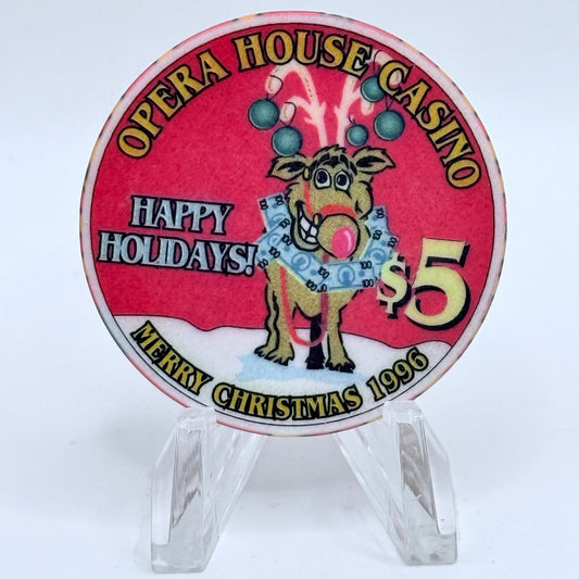 Opera House Casino N. Las Vegas Nevada 1996 'Merry Christmas' LE $5 Casino Chip N8893