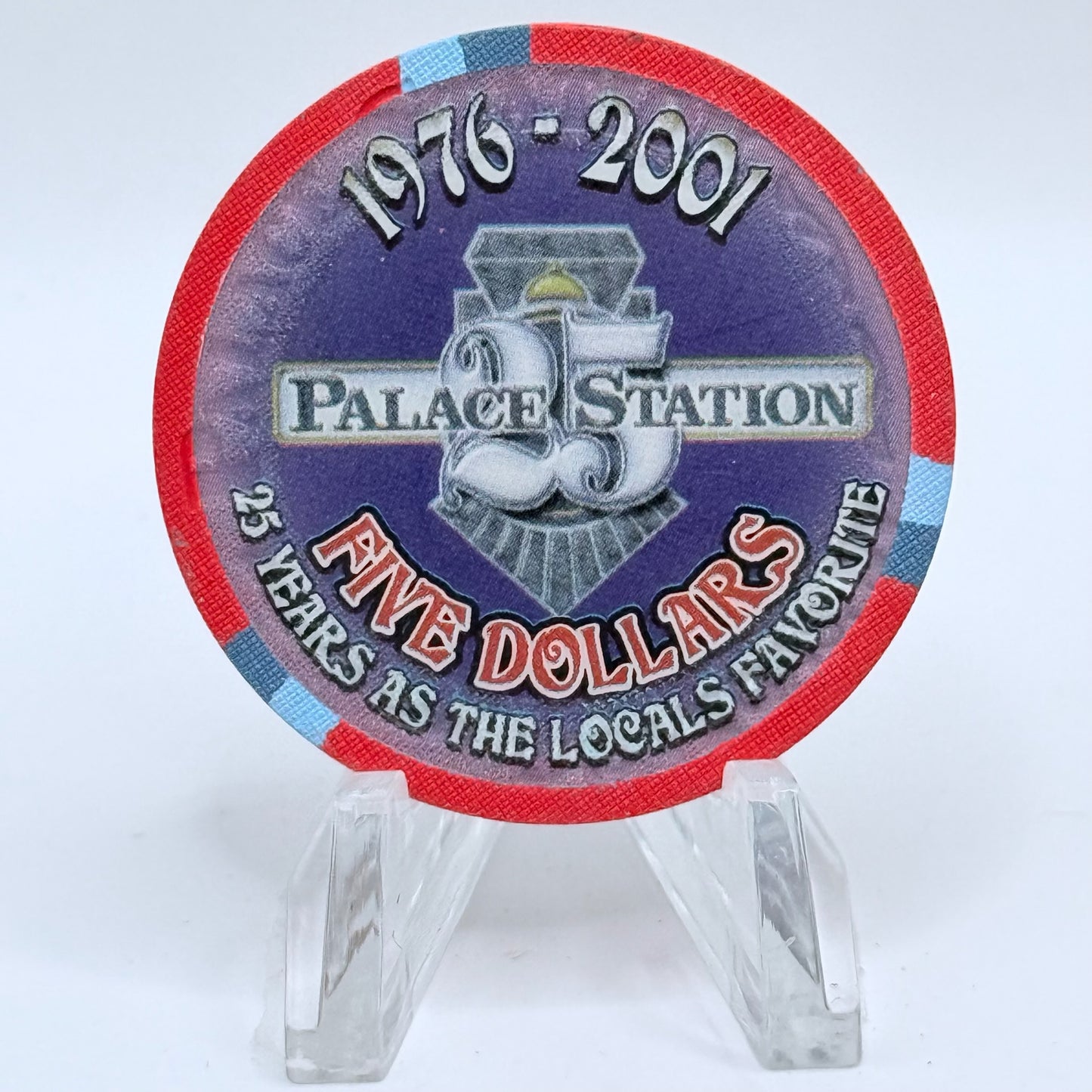 Palace Station Las Vegas Nevada 2001 '25th Anniversary' LE $5 Casino Chip V9344