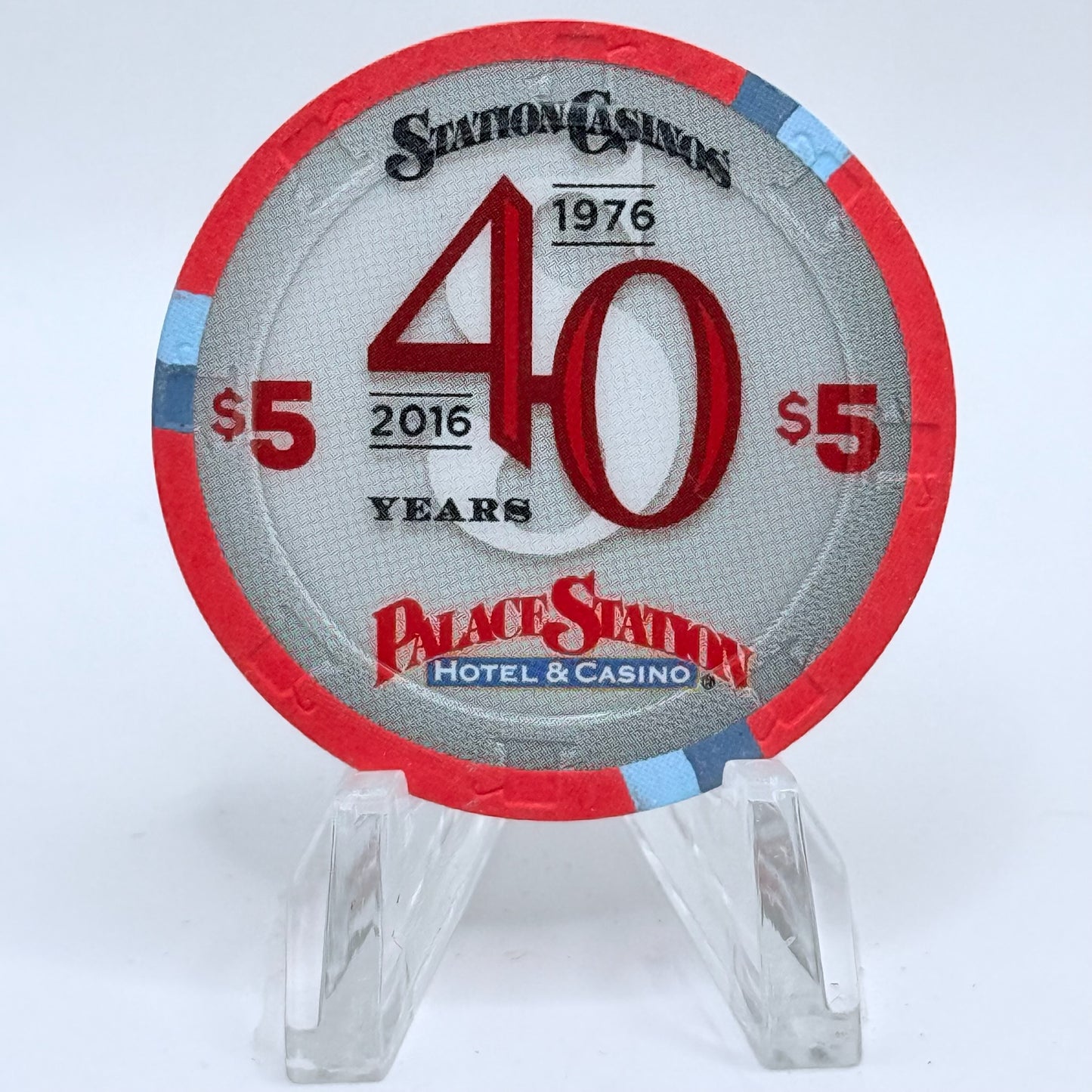 Palace Station Las Vegas Nevada 2016 '40th Anniversary' LE $5 Casino Chip
