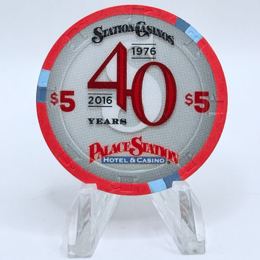 Palace Station Las Vegas Nevada 2016 '40th Anniversary' LE $5 Casino Chip