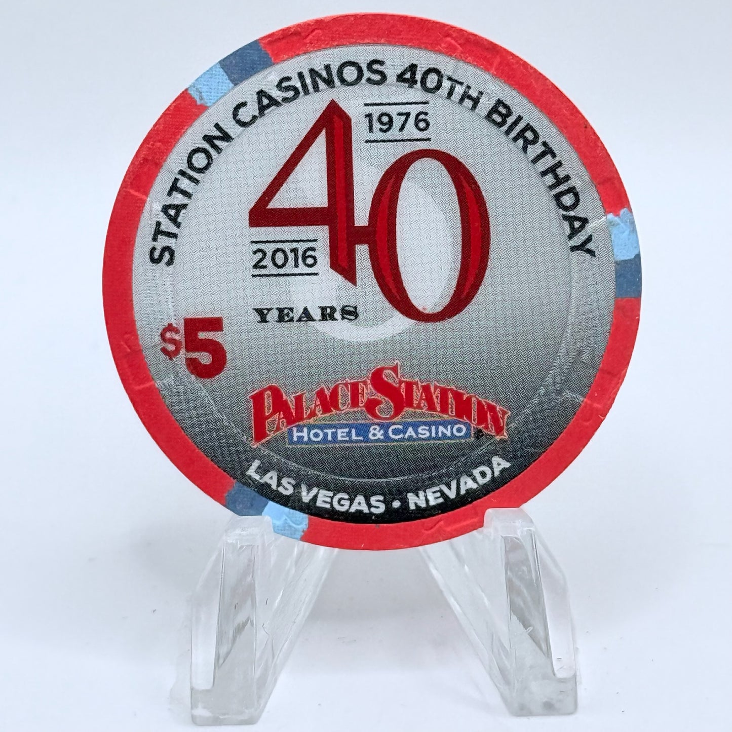 Palace Station Las Vegas Nevada 2016 '40th Anniversary' LE $5 Casino Chip