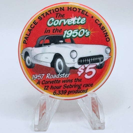 Palace Station Las Vegas Nevada 2002 'The Corvette in the 1950's' LE $5 Casino Chip E1809