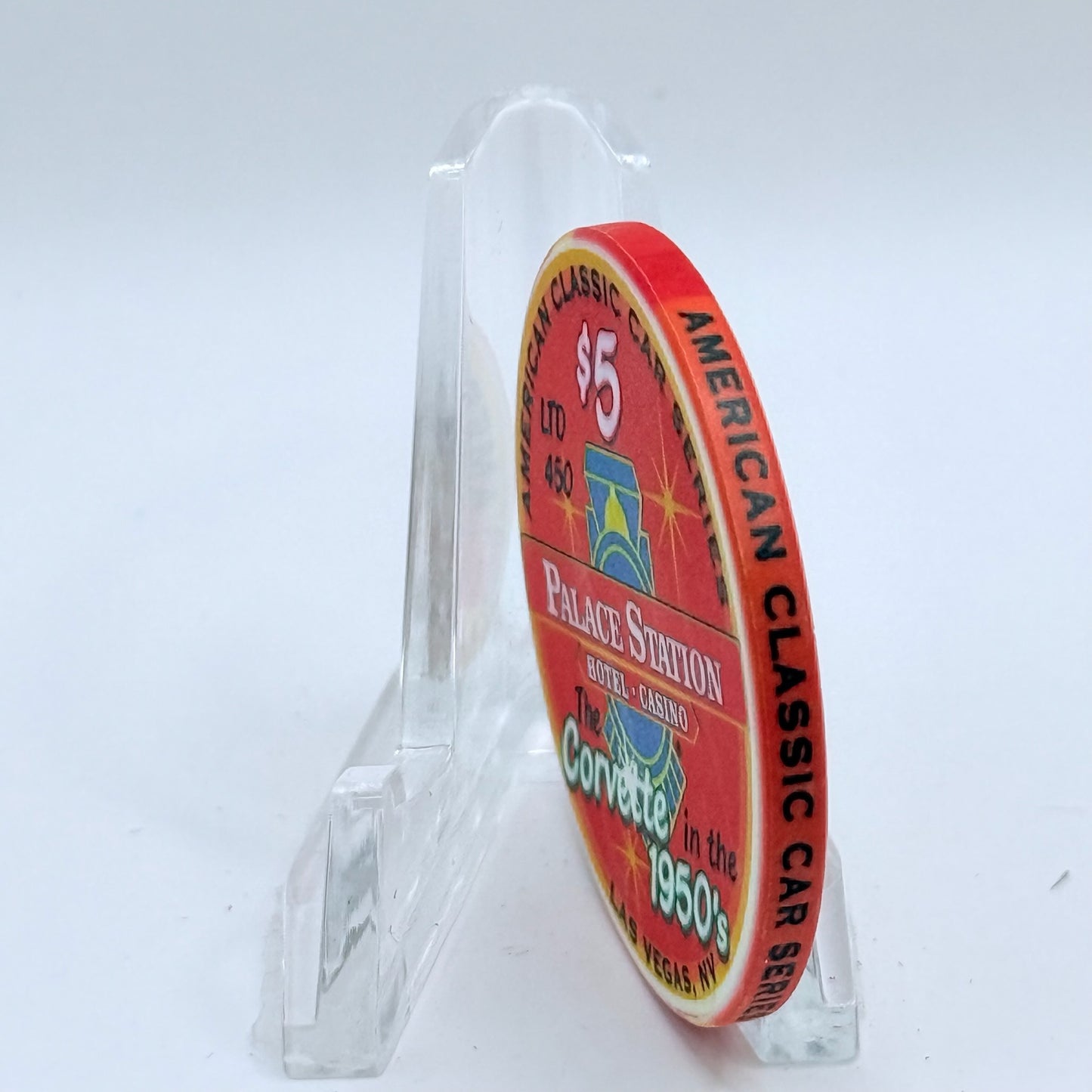 Palace Station Las Vegas Nevada 2002 'The Corvette in the 1950's' LE $5 Casino Chip E1809