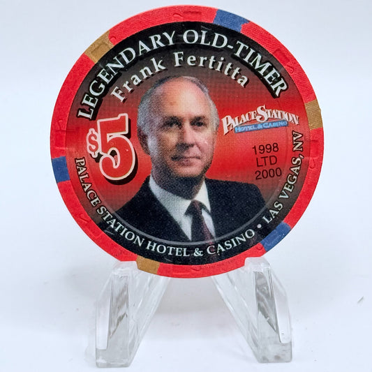Palace Station Las Vegas Nevada 1998 'Legendary Old-Timer Frank Feritta' LE $5 Casino Chip V3200