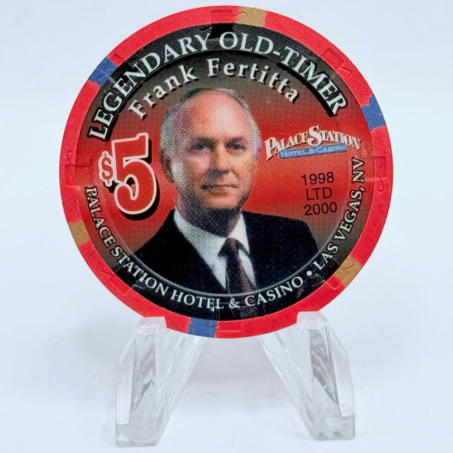 Palace Station Las Vegas Nevada 1998 'Legendary Old-Timer Frank Feritta' LE $5 Casino Chip V3200