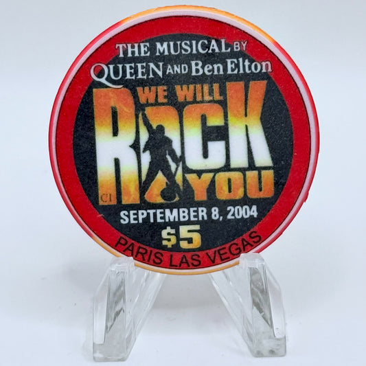 Paris Las Vegas Nevada 2004 'We Will Rock You' LE $5 Casino Chip E3714