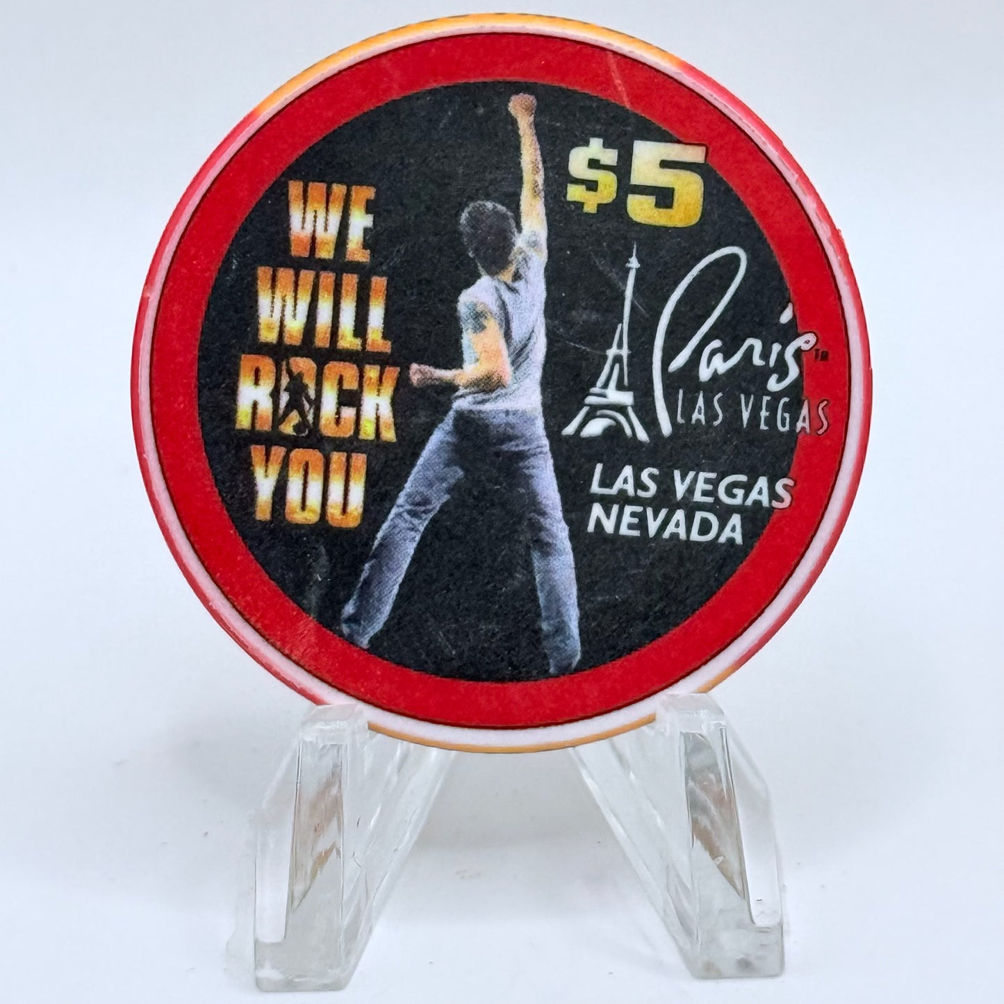 Paris Las Vegas Nevada 2004 'We Will Rock You' LE $5 Casino Chip E3714