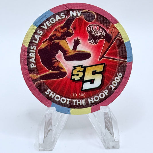 Paris Las Vegas Nevada 2006 'Shoot The Hoop' LE $5 Casino Chip E5292