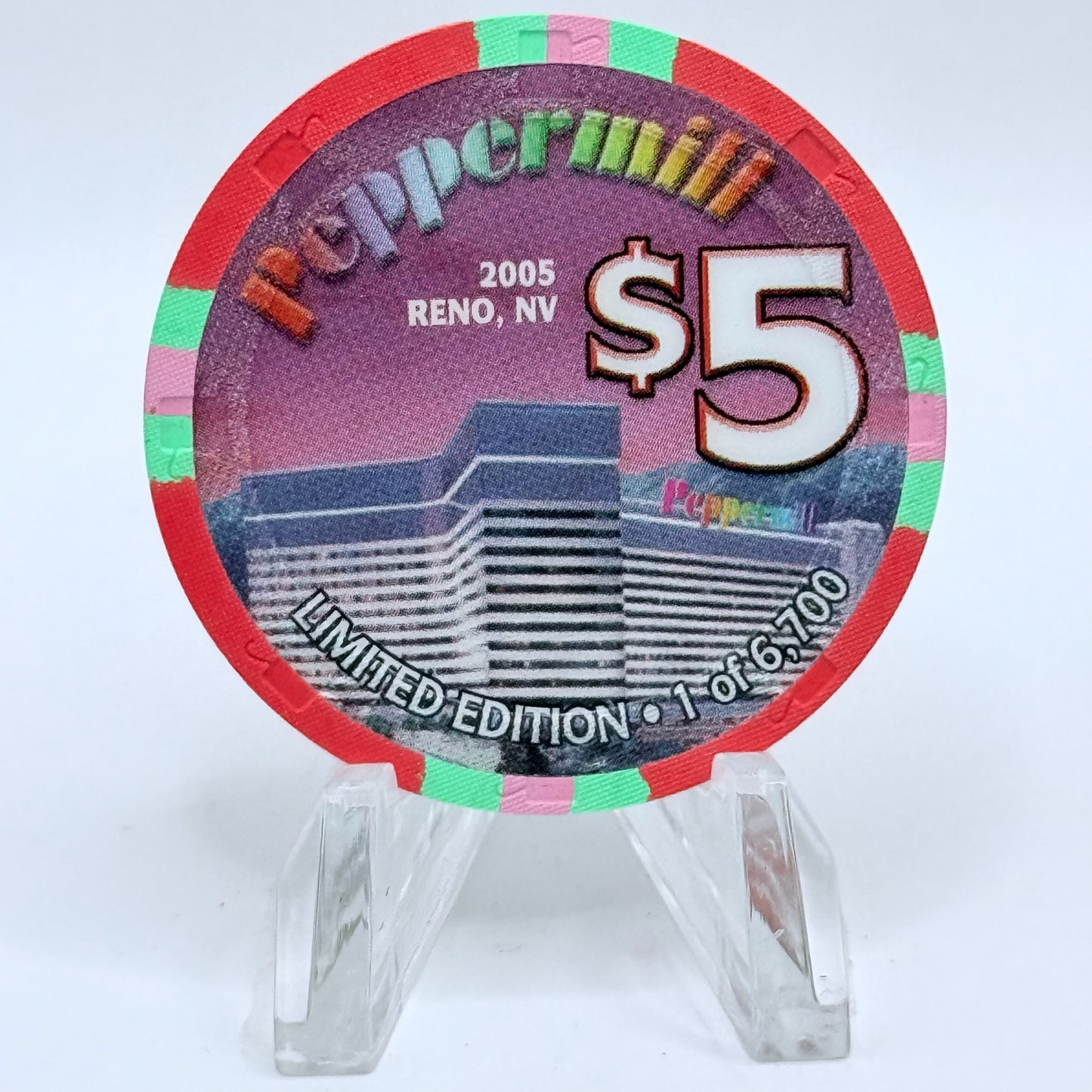 Peppermill Reno Nevada 2005 'Hot August Nights' LE $5 Casino Chip E8588