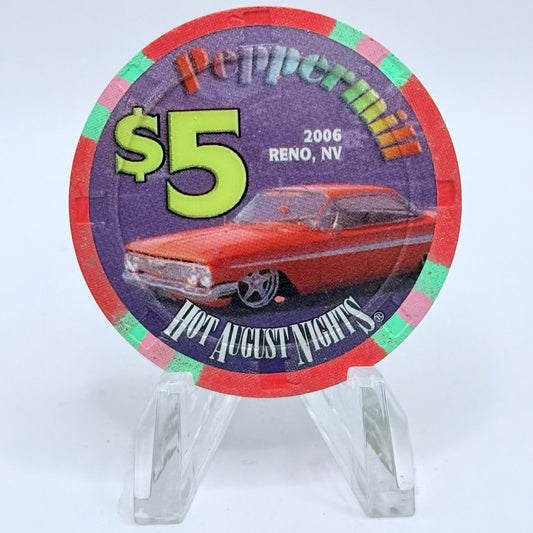 Peppermill Reno Nevada 2006 'Hot August Nights' LE $5 Casino Chip E5584
