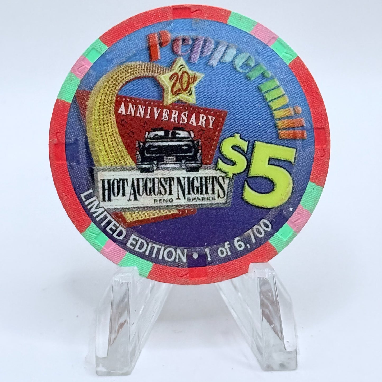 Peppermill Reno Nevada 2006 'Hot August Nights' LE $5 Casino Chip E5584