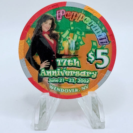 Peppermill Wendover Nevada 2002 '17th Anniversary' LE $5 Casino Chip E2119