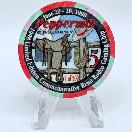 Peppermill Reno Nevada 1998 'Reno Rodeo' LE $5 Casino Chip V3206