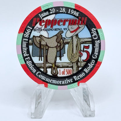 Peppermill Reno Nevada 1998 'Reno Rodeo' LE $5 Casino Chip V3206