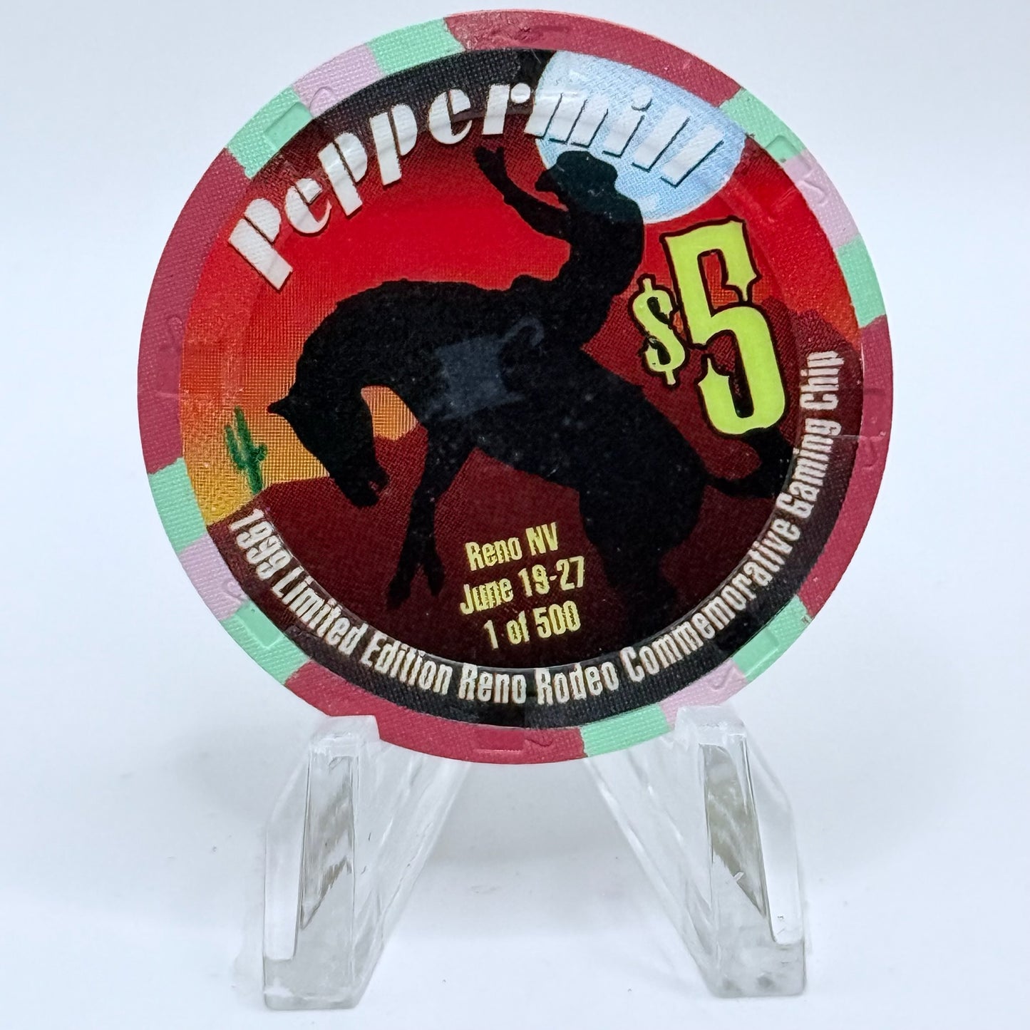 Peppermill Reno Nevada 1998 'Rodeo' LE $5 Casino Chip V5264