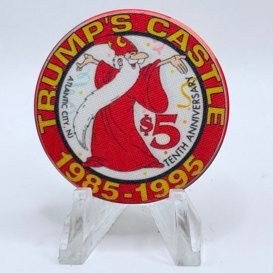 Trump's Castle Atlantic City New Jersey 1994 'Tenth Anniversary' LE $5 Casino Chip