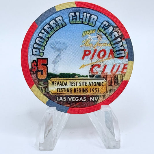 Pioneer Club Las Vegas Nevada 1995 'Nevada Test Site Atomic Testing Begins' LE $5 Casino Chip N2538