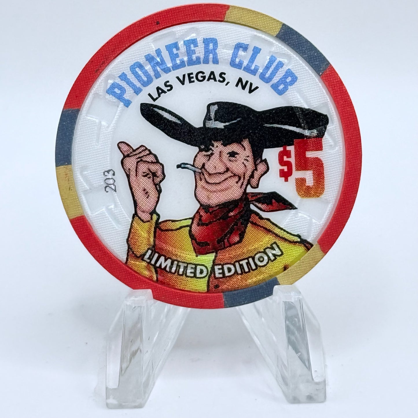 Pioneer Club Las Vegas Nevada 1995 'Nevada Test Site Atomic Testing Begins' LE $5 Casino Chip N2538