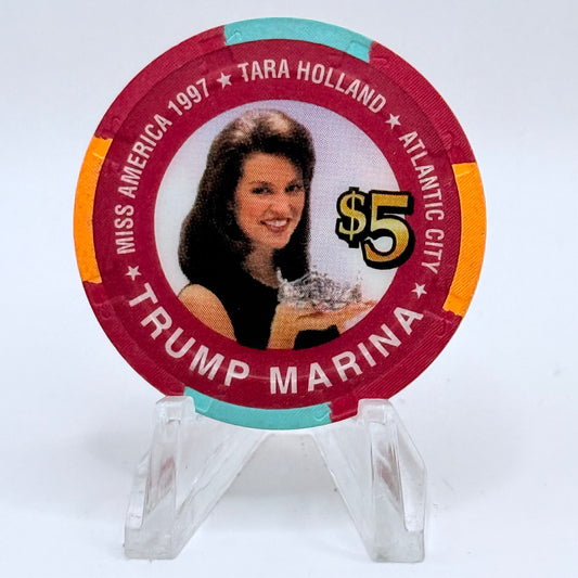 Trump Marina Huron Avenue Brigantine Blvd 1997 'Miss America - Tara Holland' LE $5 Casino Chip