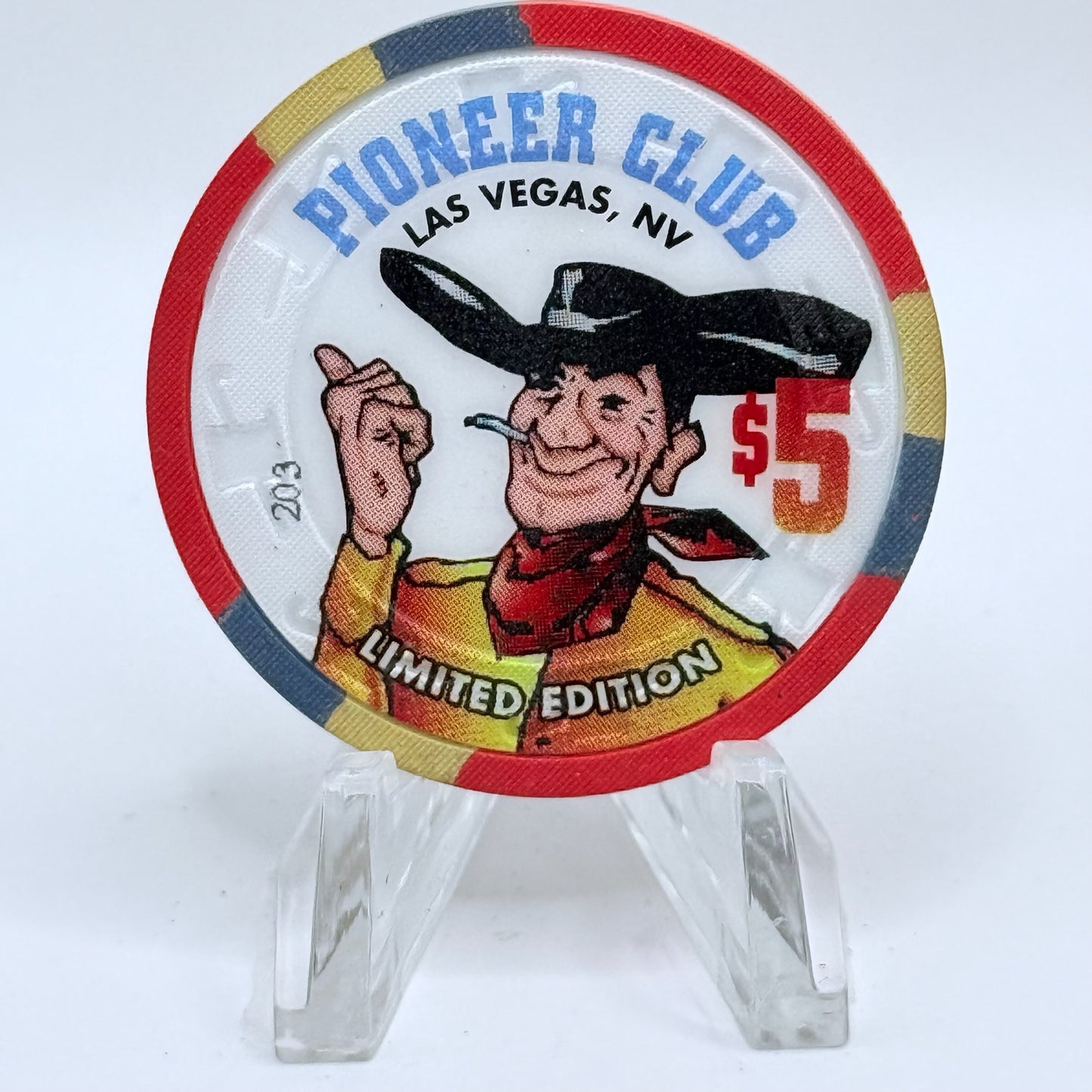 Pioneer Club Las Vegas Nevada 1995 'Fremont Street' LE $5 Casino Chip N2541