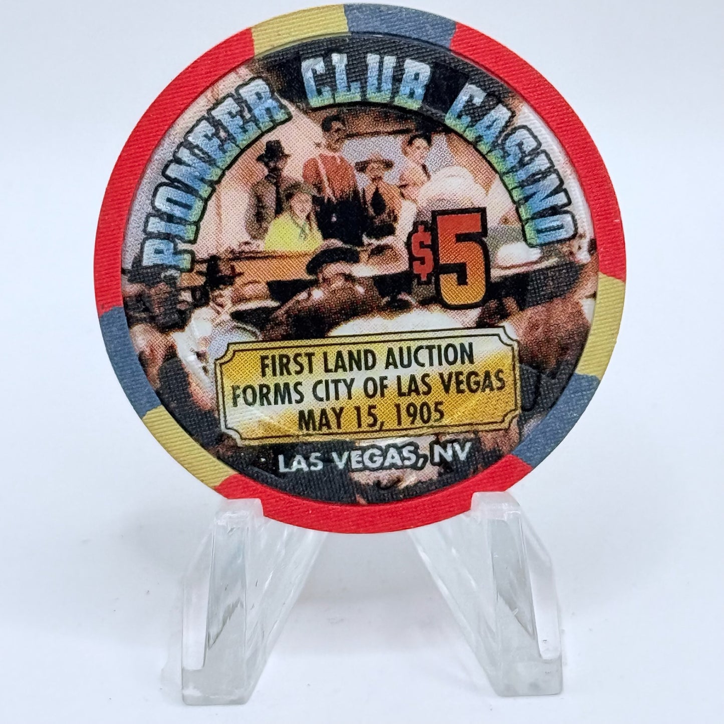 Pioneer Club Las Vegas Nevada 1995 'First Land Auction ' LE $5 Casino Chip N2545