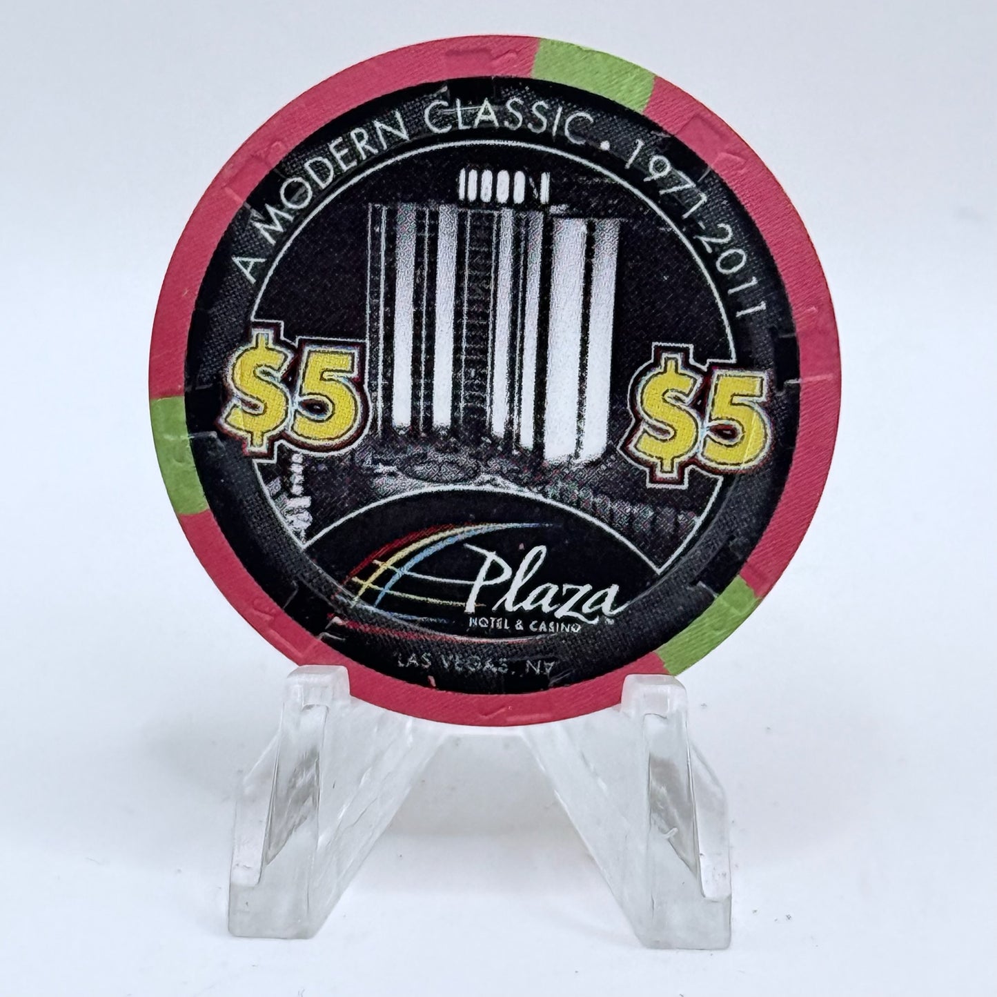 Plaza Hotel and Casino Las Vegas Nevada 2011 '40th Anniversary' LE $5 Casino Chip D0252