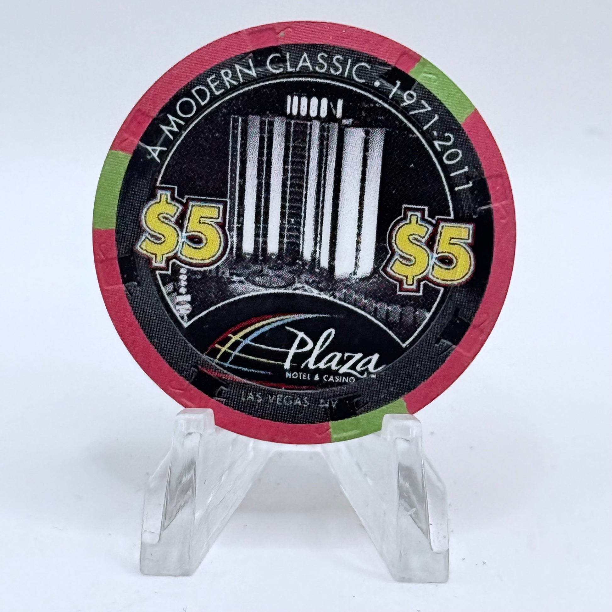 Plaza Hotel and Casino Las Vegas Nevada 2011 '40th Anniversary' LE $5 Casino Chip D0252