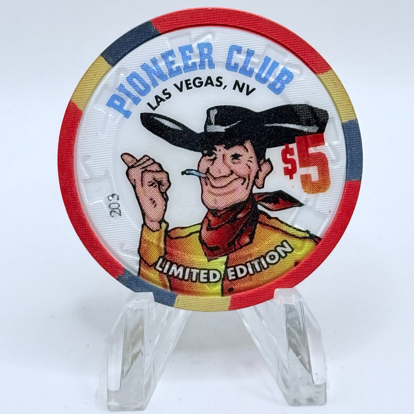 Pioneer Club Las Vegas Nevada 1995 'Discovering Silver Comstock Load' LE $5 Casino Chip N2539