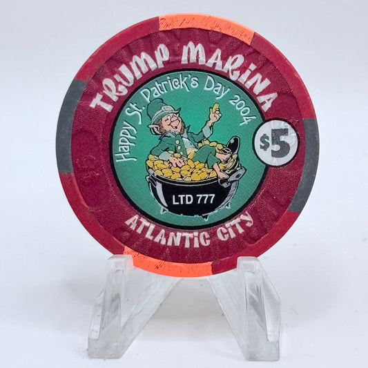 Trump Marina Huron Avenue Brigantine Blvd 2004 'Get Lucky, Happy St. Patrick's Day' LE $5 Casino Chip