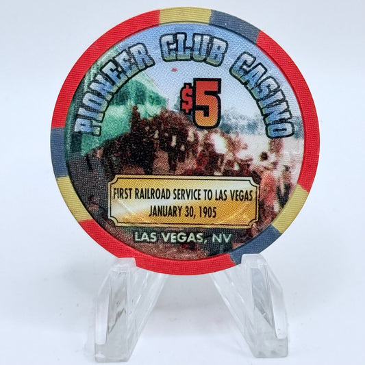 Pioneer Club Las Vegas Nevada 1995 'First Railroad To Vegas' LE $5 Casino Chip N2537