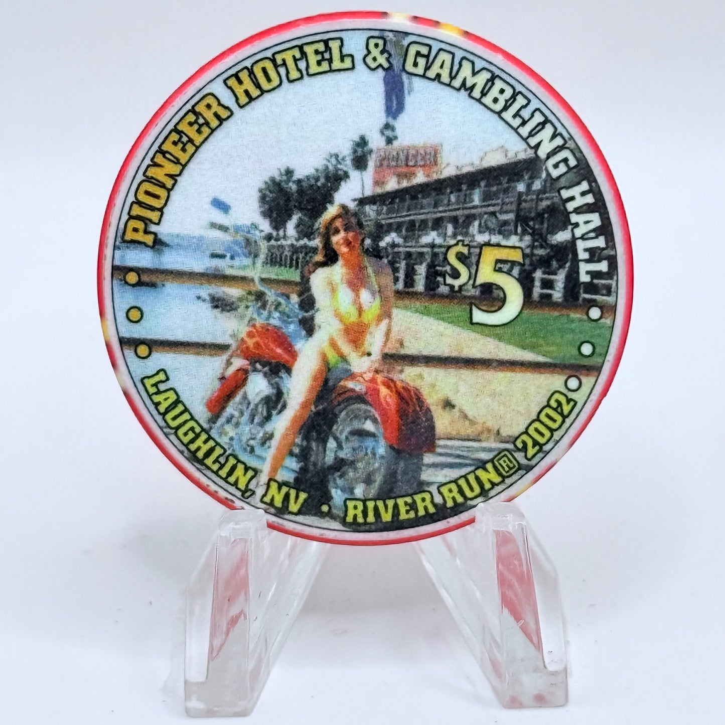 Pioneer Hotel & Gaming Hall Laughlin Nevada 2002 'River Run' LE $5 Casino Chip V9514